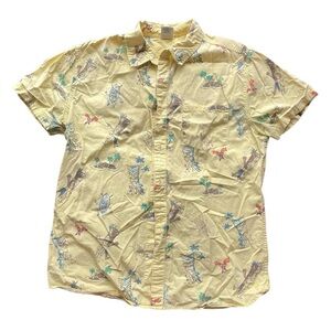 Yellow Tiki Tropical Print button up shirt / Hang Ten / Men’s sz large